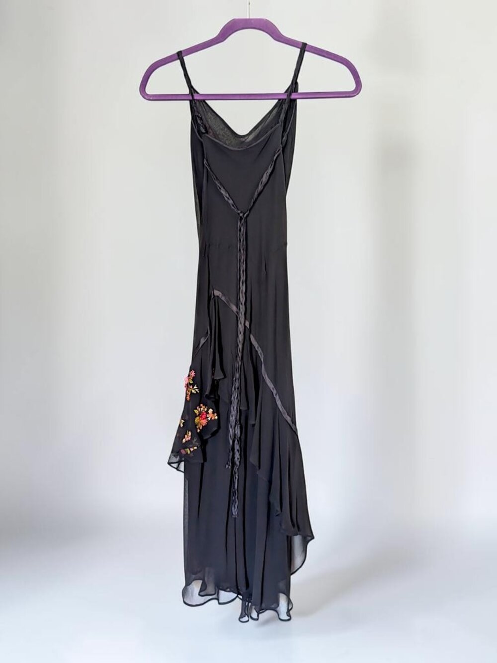 Betsey Johnson VTG 90s mesh overlay floral embroidery fairy goth mermaid dress 2 - Picture 2 of 13